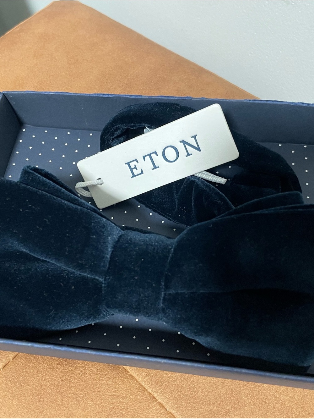 Eton Velvet Bow Tie in Navy Blue